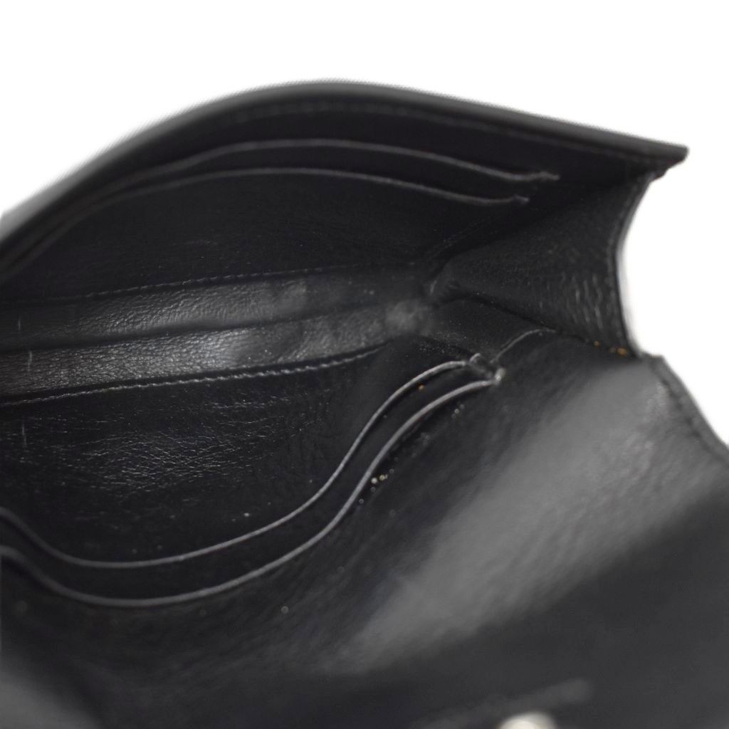 Saint Laurent Paris Heart Studs Cassandra Logo Card Case Business Leather Black — view 6