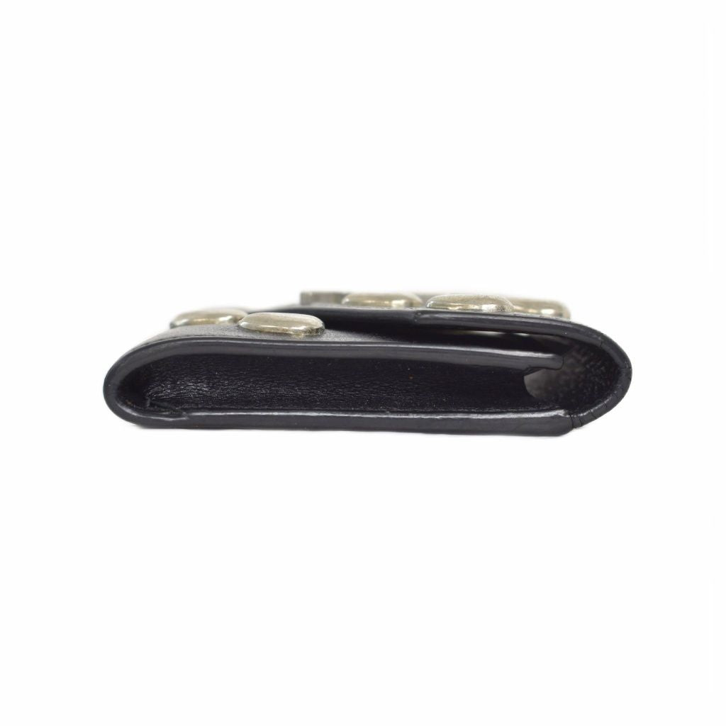 Saint Laurent Paris Heart Studs Cassandra Logo Card Case Business Leather Black — view 3