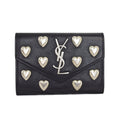 Saint Laurent Paris Heart Studs Cassandra Logo Card Case Business Leather Black