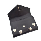Saint Laurent Paris Heart Studs Cassandra Logo Card Case Business Leather Black — view 4