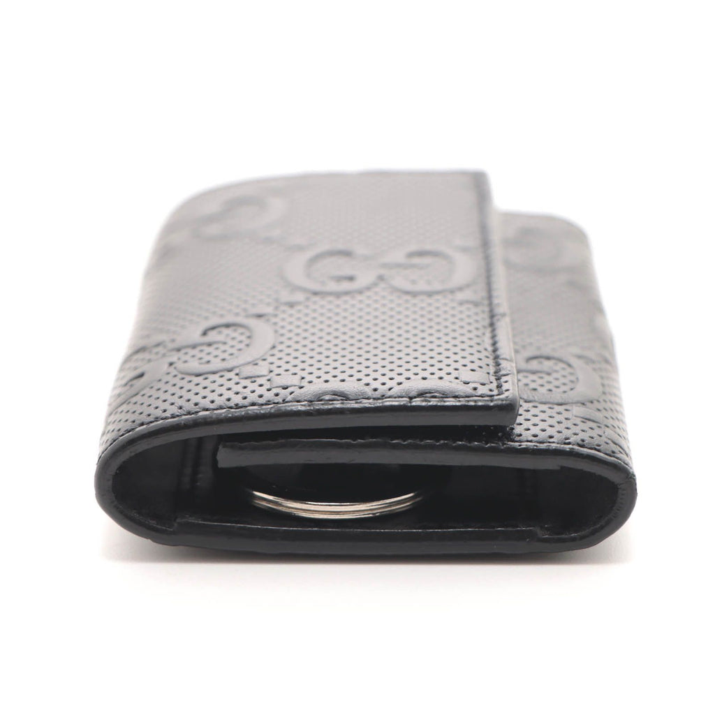 Gucci GG Embossed Key Case Black Leather Key Holder — view 3