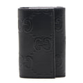 Gucci GG Embossed Key Case Black Leather Key Holder