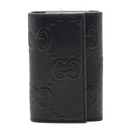 Gucci GG Embossed Key Case Black Leather Key Holder