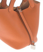 Hermes Picotin Lock PM 18 Taurillon Clemence Orange Gold Handbag — view 7