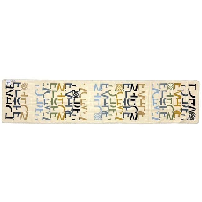 Loewe Shawl Multi Tone Anagram Fringe Wool Silk Beige Scarf — view 2