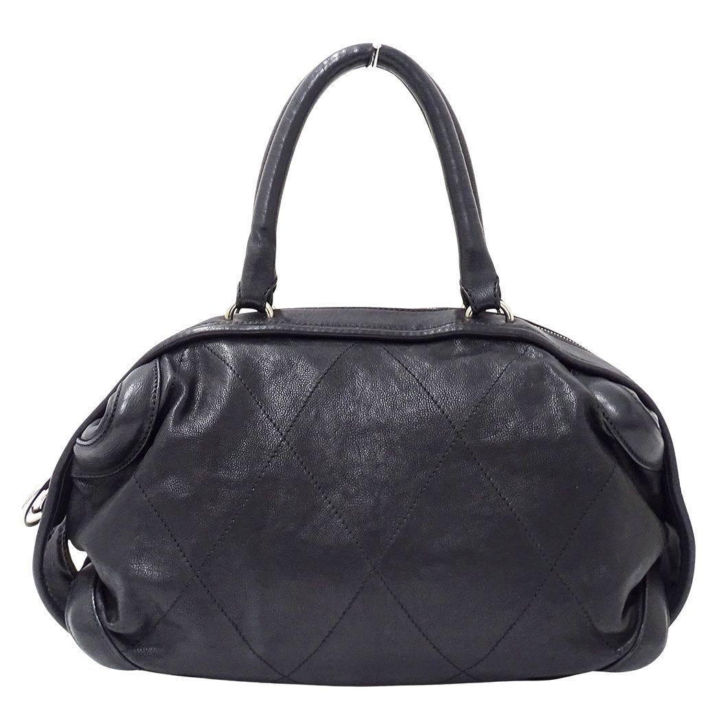 Chanel Wild Stitch Brands Leather Black Silver Mini Boston Bag
