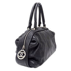 Chanel Wild Stitch Brands Leather Black Silver Mini Boston Bag — view 4
