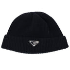 Prada Triangle Plate Logo Knit Cap XL Hat