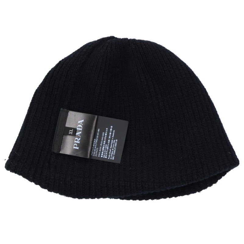 Prada Triangle Plate Logo Knit Cap XL Hat — view 3
