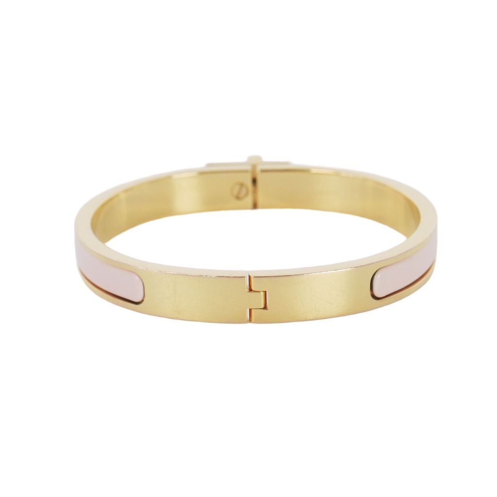 Hermes Mini Clic Kelly Enamel Bracelet PM Bangle Gold Pink — view 3
