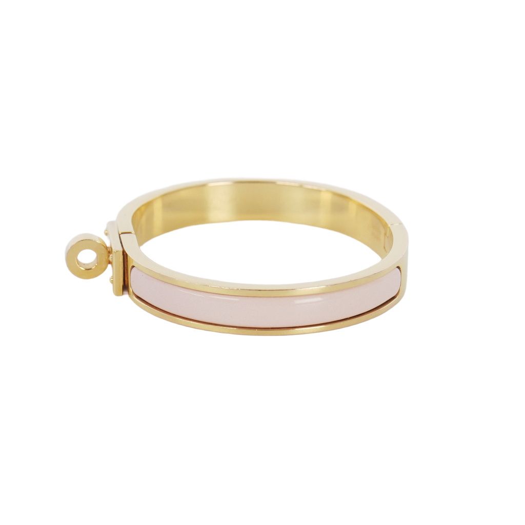 Hermes Mini Clic Kelly Enamel Bracelet PM Bangle Gold Pink — view 2