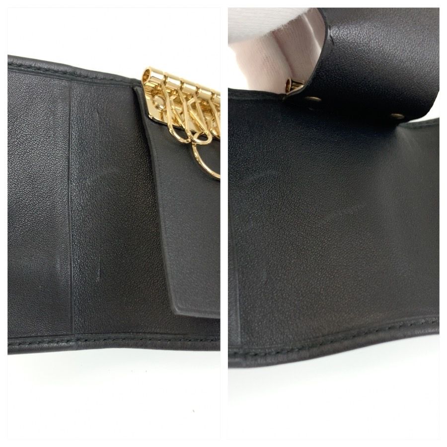 Gucci Black Gold GG Canvas Leather Key Case Key Holder — view 8