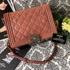 Chanel Boy Chain Shoulder Quilted Bag Red