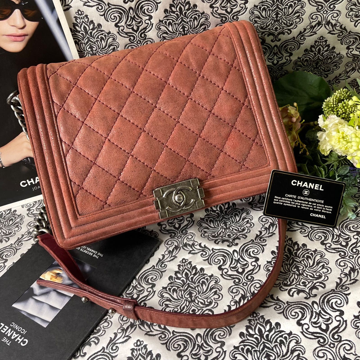 Chanel Boy Chain Shoulder Quilted Bag Red