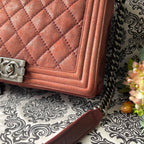 Chanel Boy Chain Shoulder Quilted Bag Red — view 5