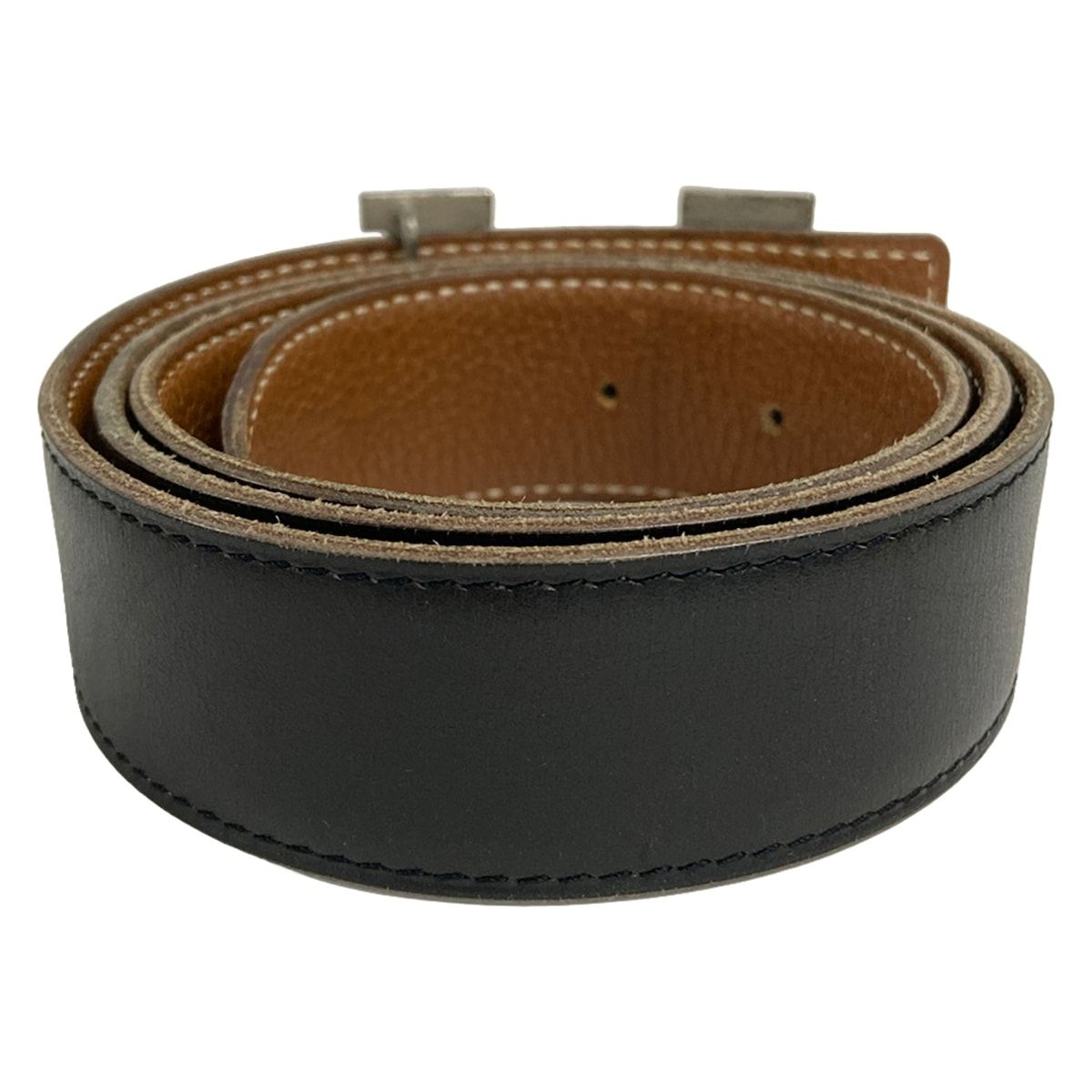 Hermes Belt 85 H Black Gold Silver Leather — view 2