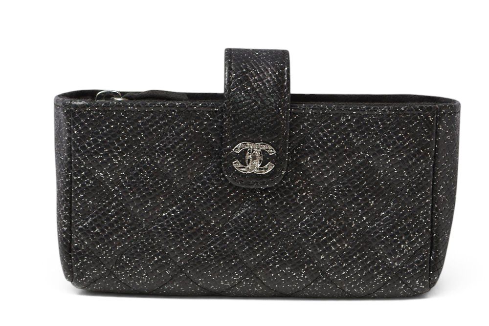 Chanel Pouch Card Case Coin Purse Leather Black