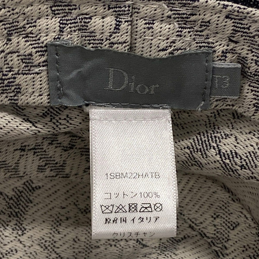 Dior Hat T3 Dark Gray White Bucket Hat Cotton — view 5