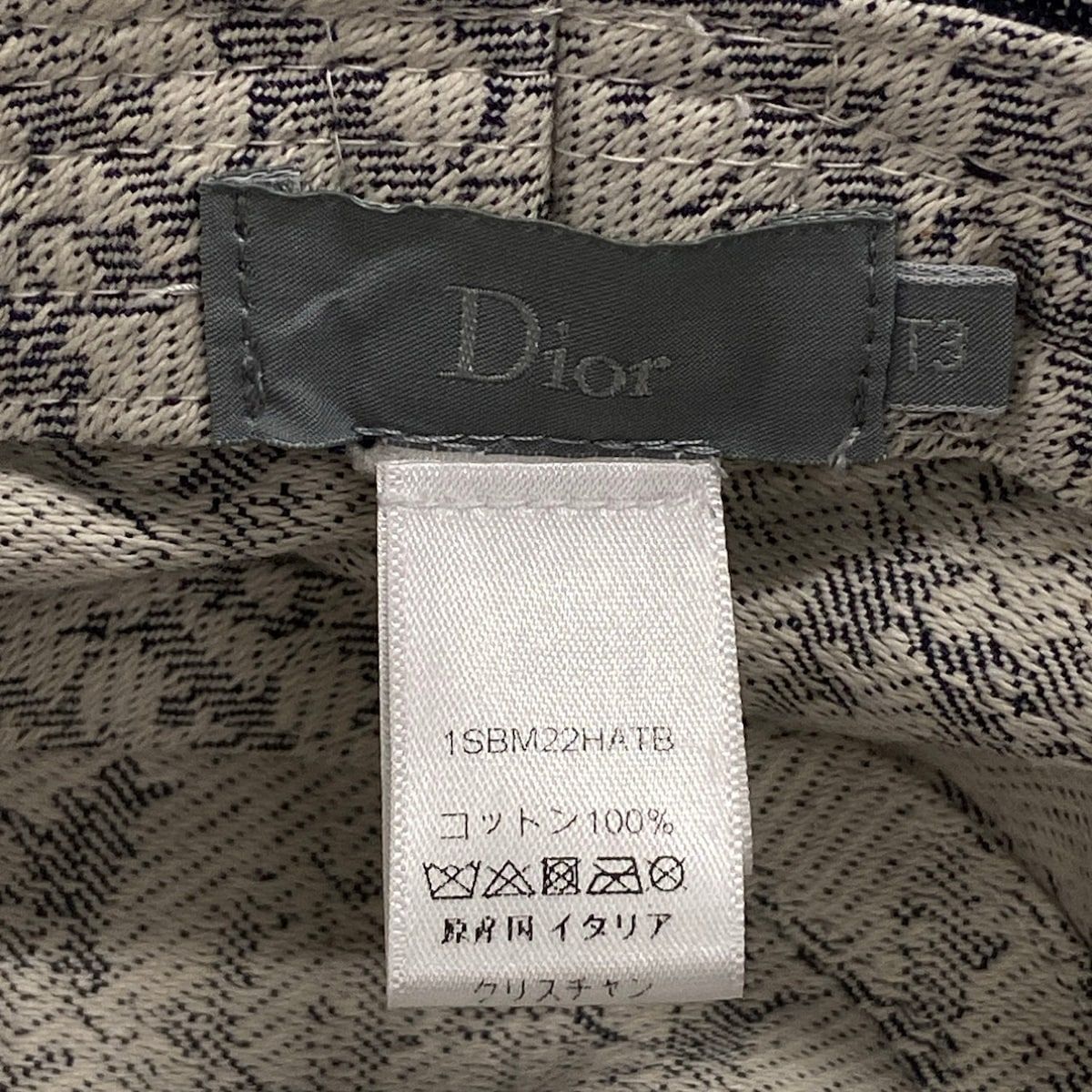 Dior Hat T3 Dark Gray White Bucket Hat Cotton — view 5