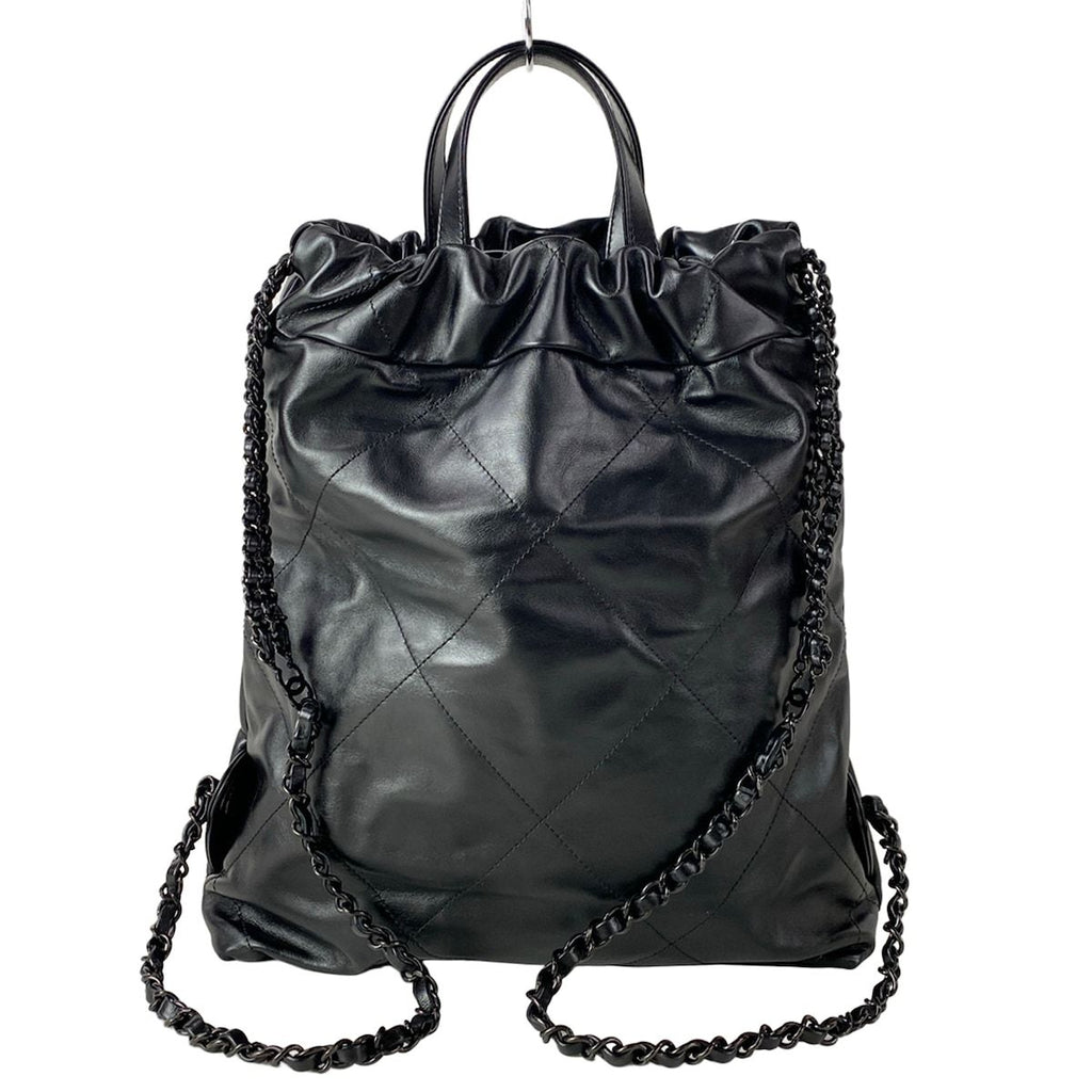 Chanel Backpack Chanel 22 Black Silver Chain — view 3