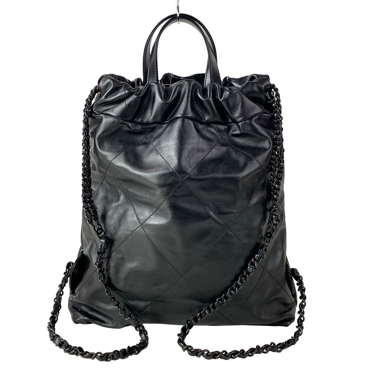 Chanel Backpack Chanel 22 Black Silver Chain — view 3