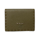 Fendi Trifold Wallet Selleria Gray Yellow Leather