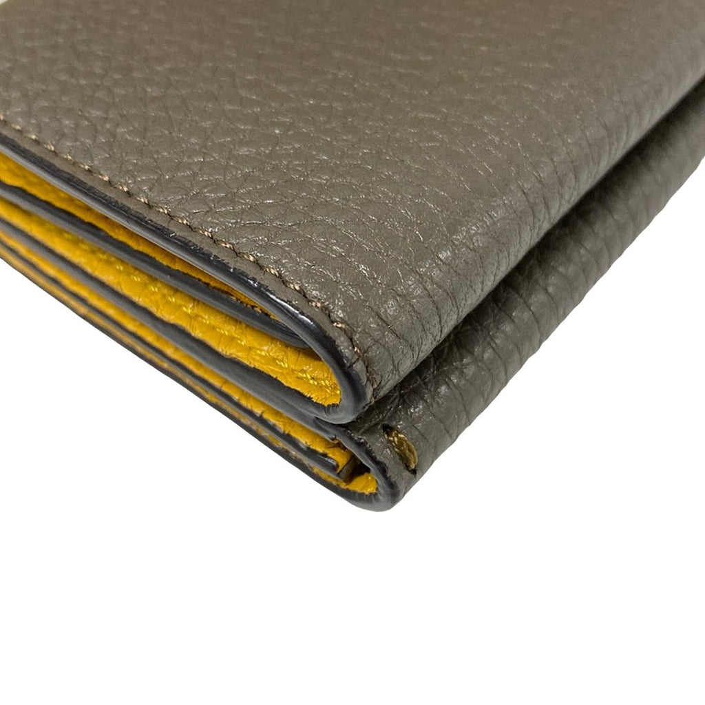 Fendi Trifold Wallet Selleria Gray Yellow Leather — view 6