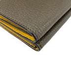 Fendi Trifold Wallet Selleria Gray Yellow Leather — view 6