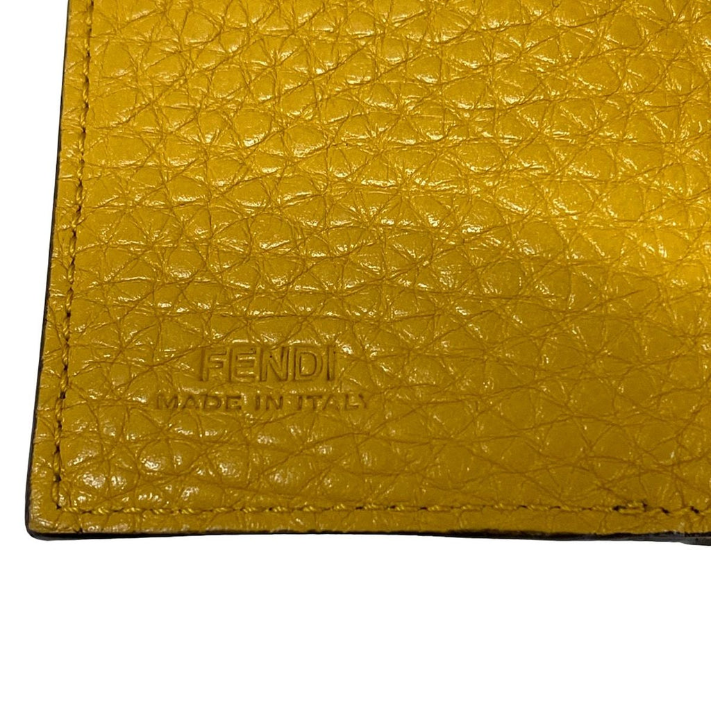 Fendi Trifold Wallet Selleria Gray Yellow Leather — view 5
