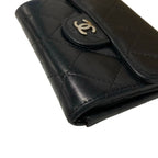Chanel Coin Purse Quilted Black Silver Lambskin — view 6