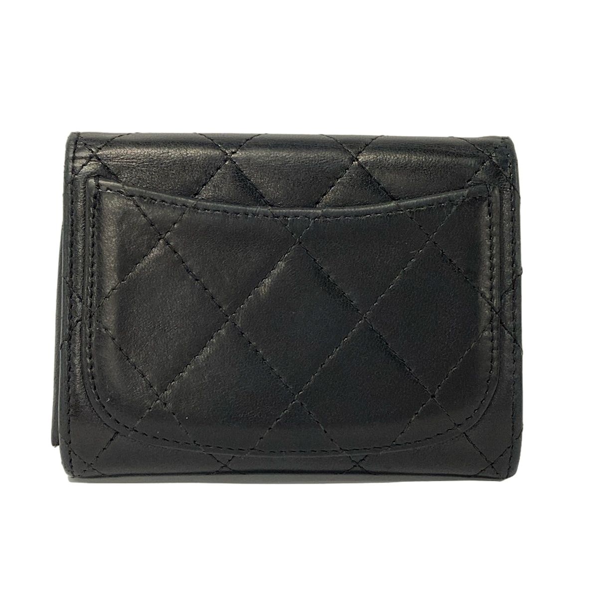 Chanel Coin Purse Quilted Black Silver Lambskin — view 2