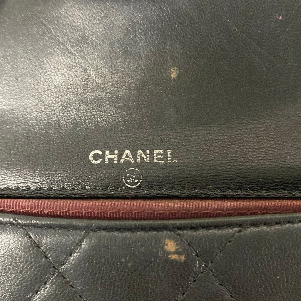Chanel Coin Purse Quilted Black Silver Lambskin — view 4