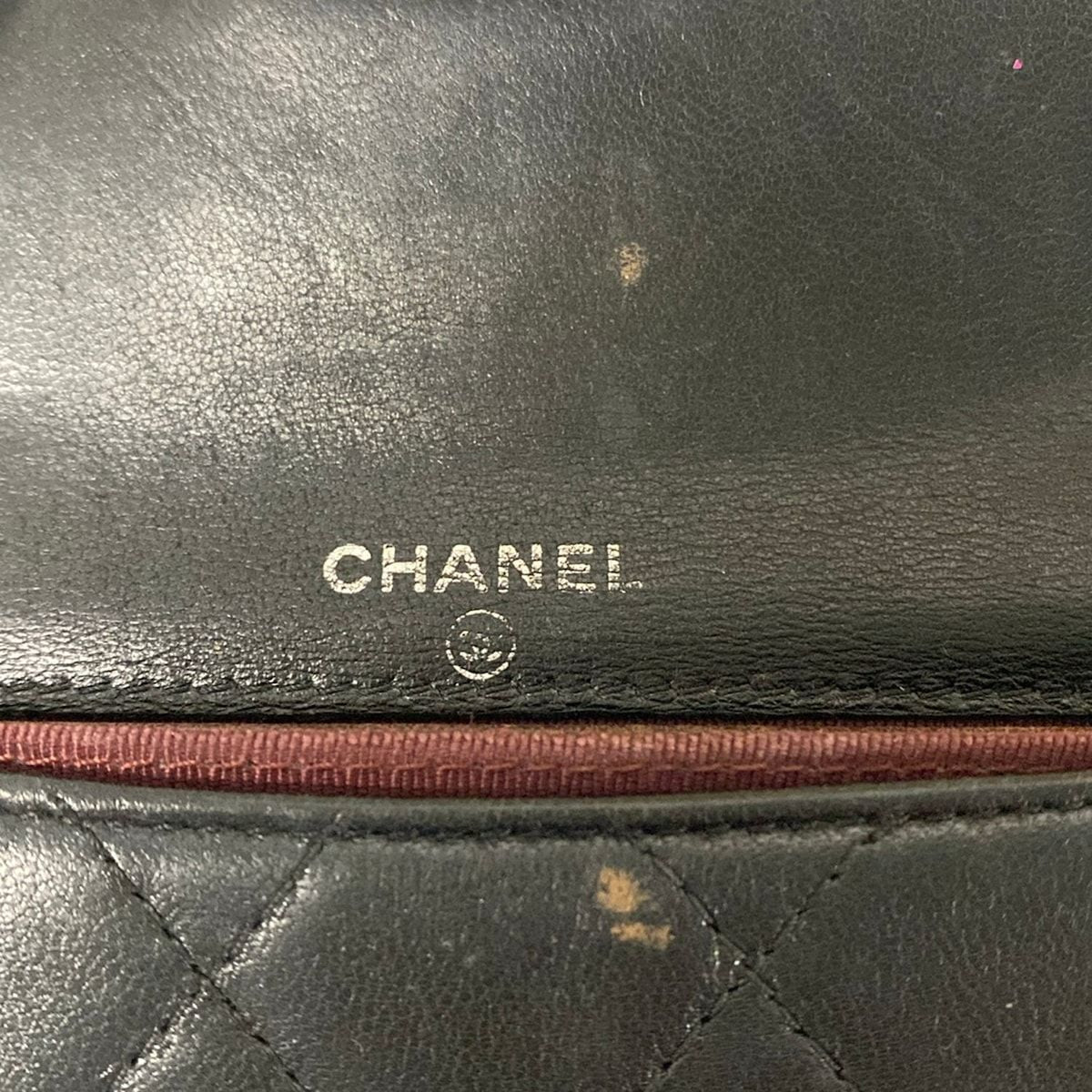 Chanel Coin Purse Quilted Black Silver Lambskin — view 4