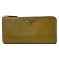 Prada Wallet Beige L-shaped Zipper Leather