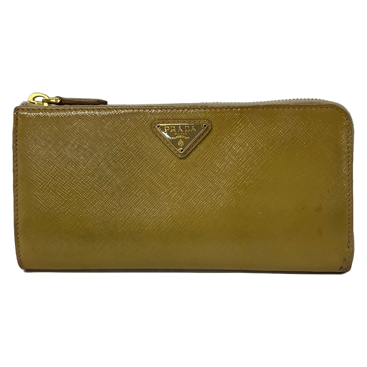 Prada Wallet Beige L-shaped Zipper Leather