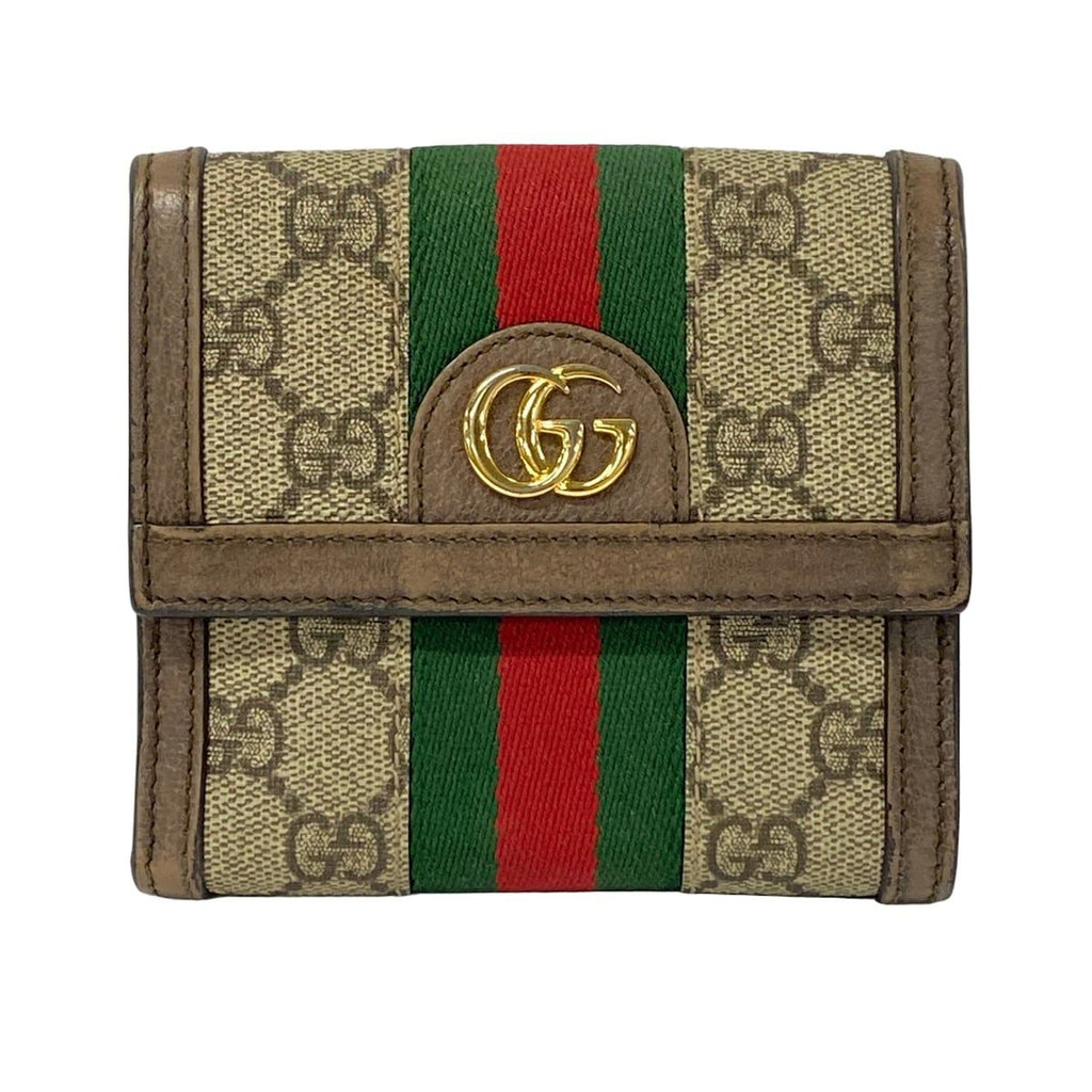Gucci Snap Wallet Ophidia Beige Brown Leather