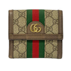 Gucci Snap Wallet Ophidia Beige Brown Leather
