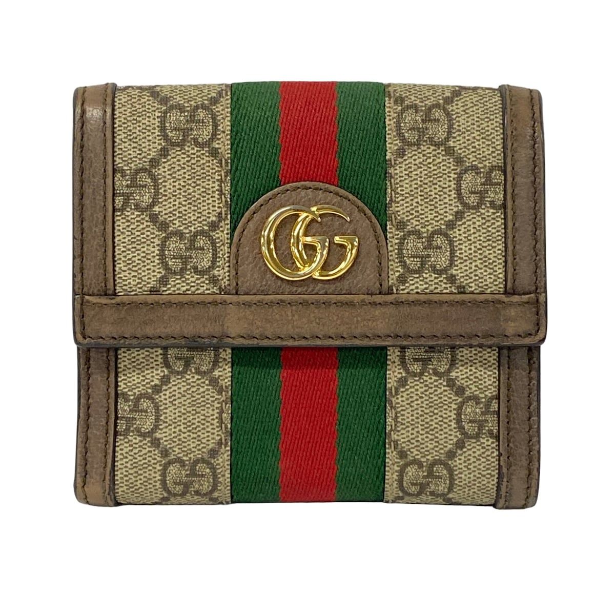 Gucci Snap Wallet Ophidia Beige Brown Leather