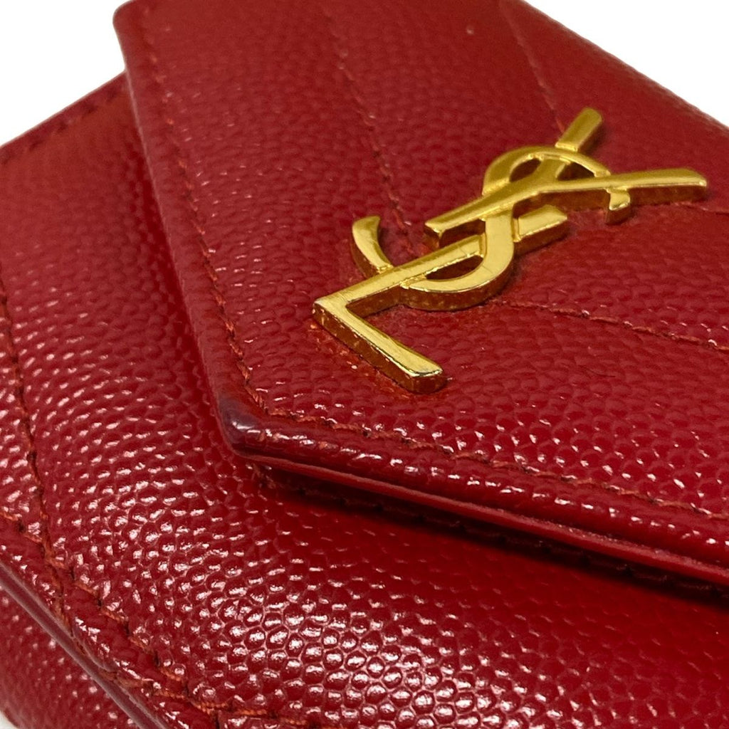Saint Laurent Paris Trifold Wallet Red Leather — view 7