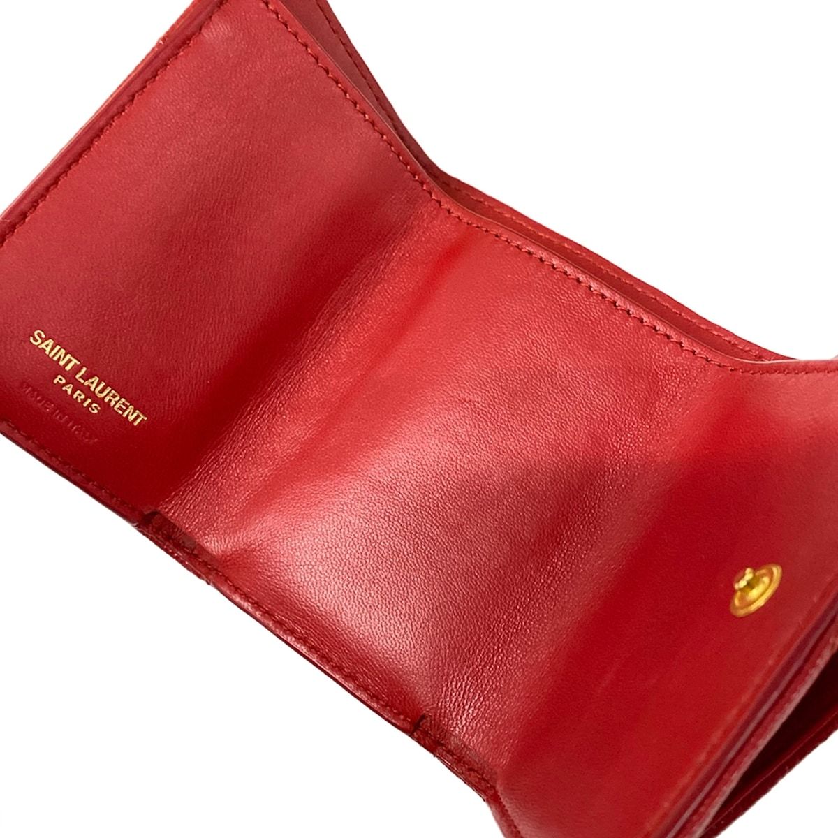 Saint Laurent Paris Trifold Wallet Red Leather — view 3