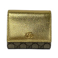 Gucci Bifold Wallet GG Marmont Beige Gold Leather