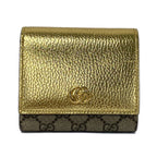 Gucci Bifold Wallet GG Marmont Beige Gold Leather