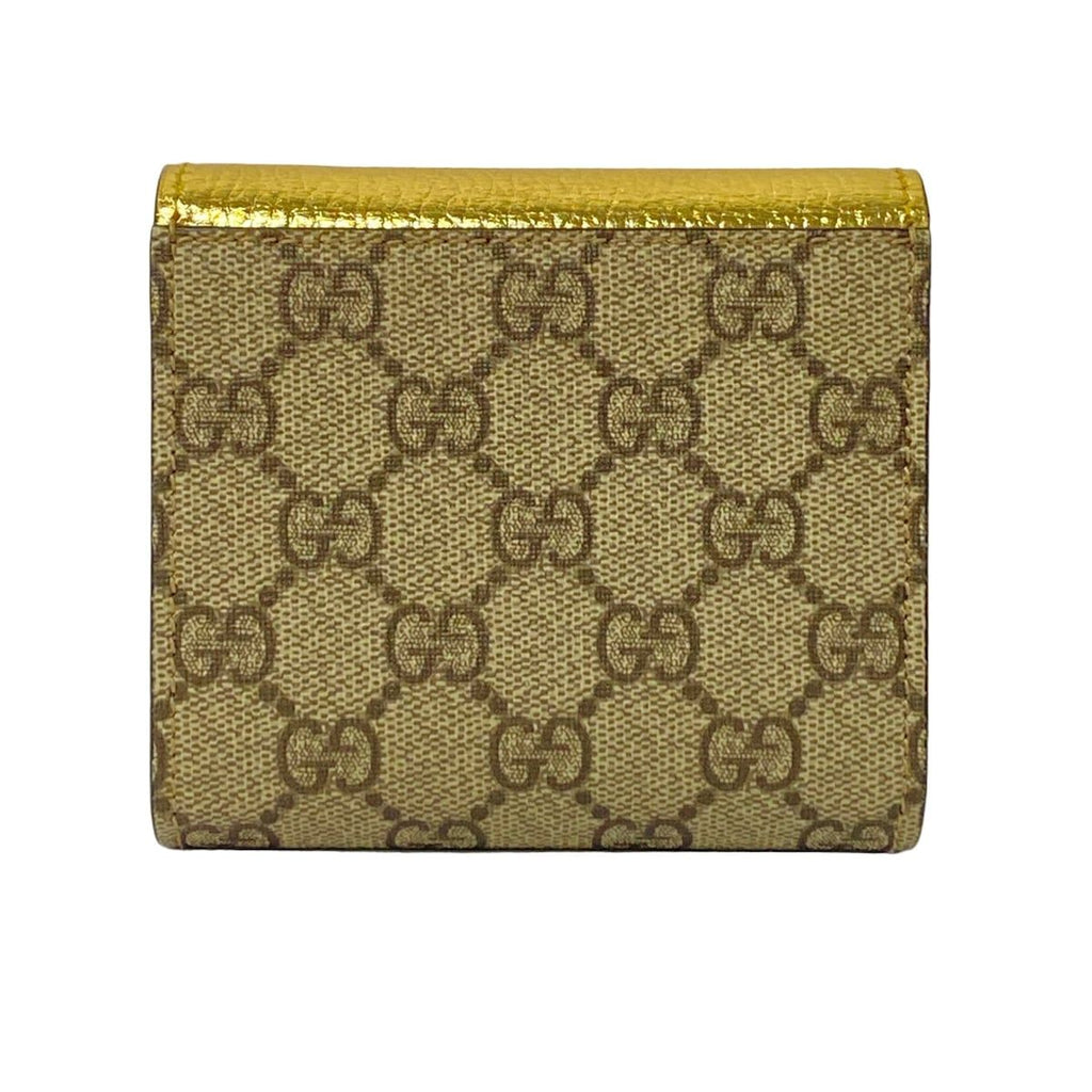 Gucci Bifold Wallet GG Marmont Beige Gold Leather — view 2