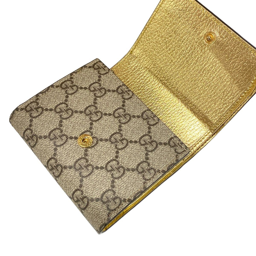 Gucci Bifold Wallet GG Marmont Beige Gold Leather — view 3