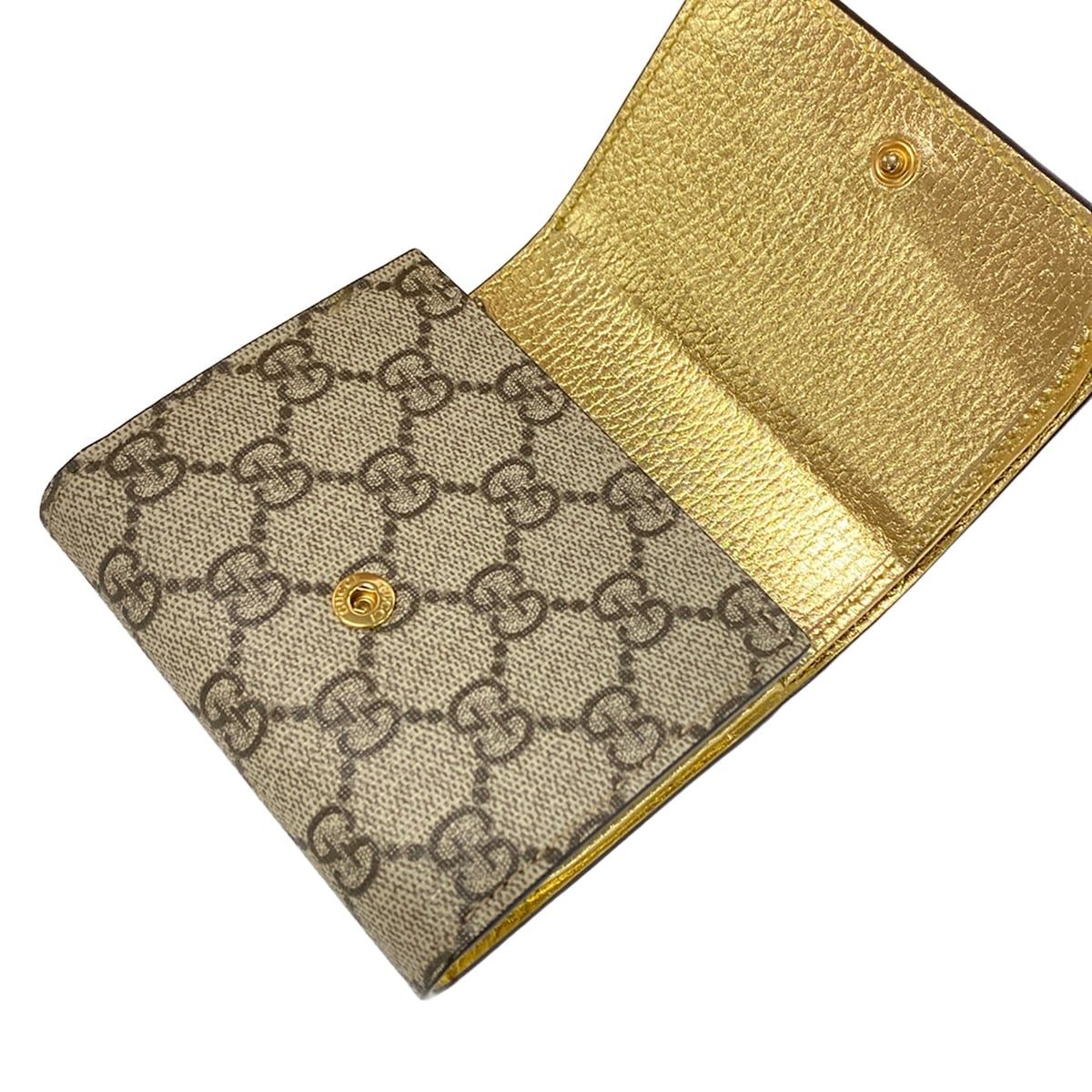 Gucci Bifold Wallet GG Marmont Beige Gold Leather — view 3
