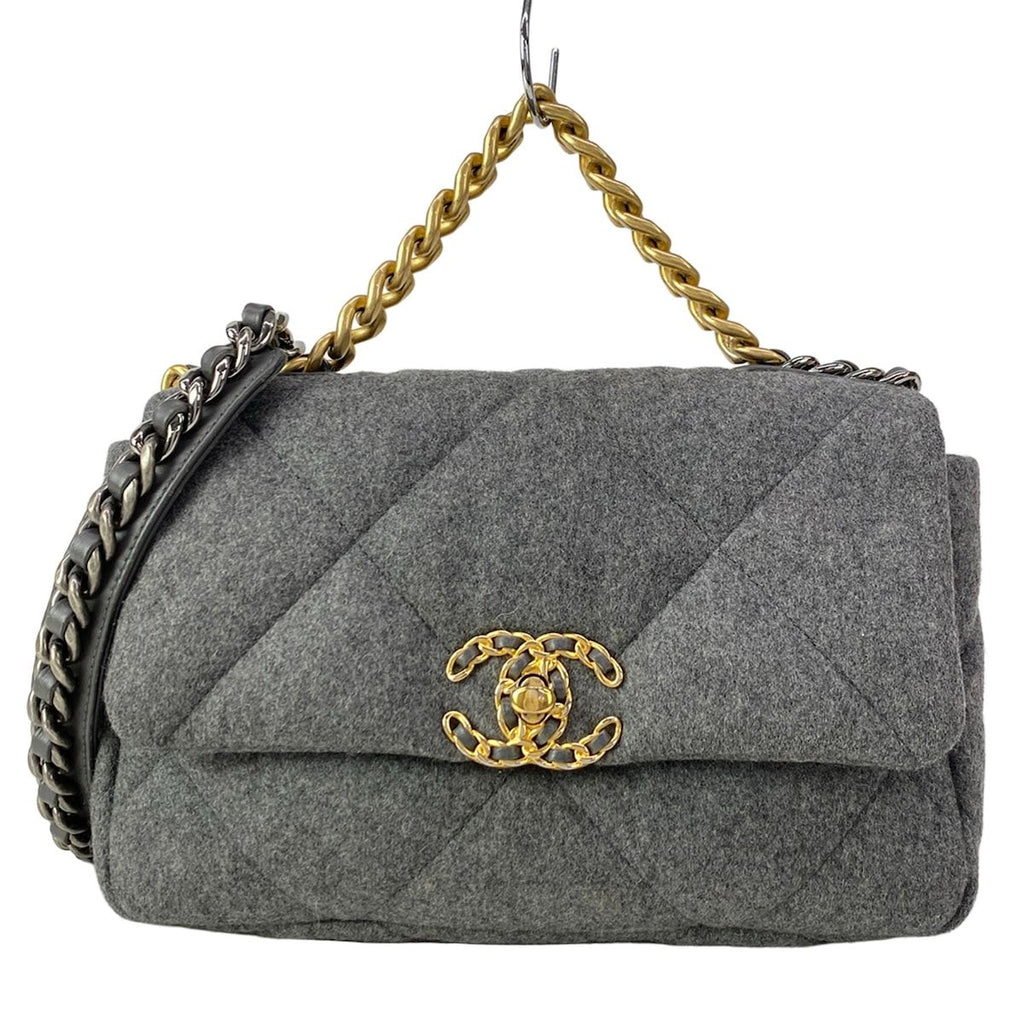 Chanel Shoulder Bag Chanel 19 Gray 2-Way Chain Wool