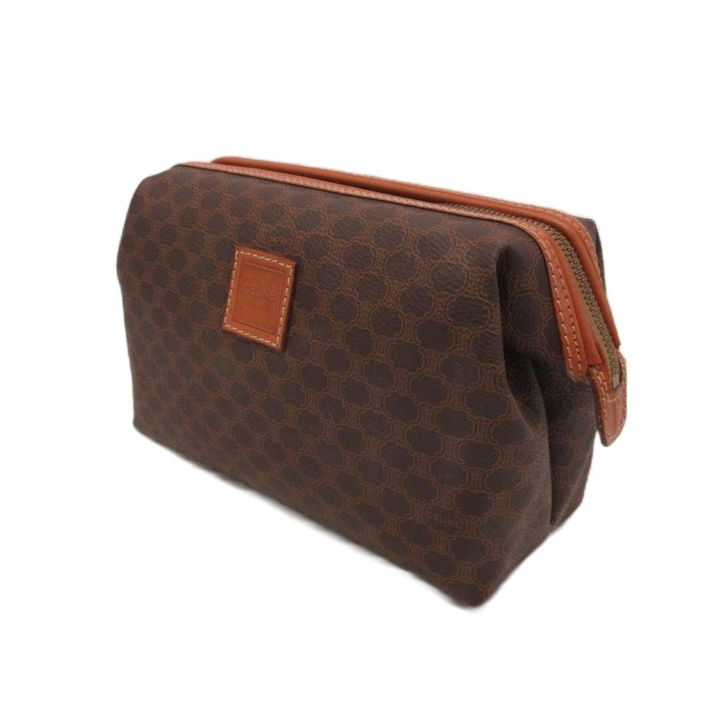 Celine Vintage Macadam Pattern Pouch Brown