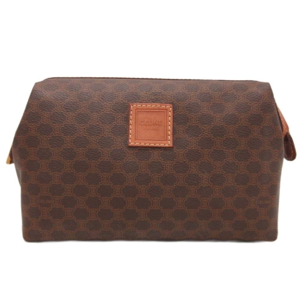 Celine Vintage Macadam Pattern Pouch Brown — view 2