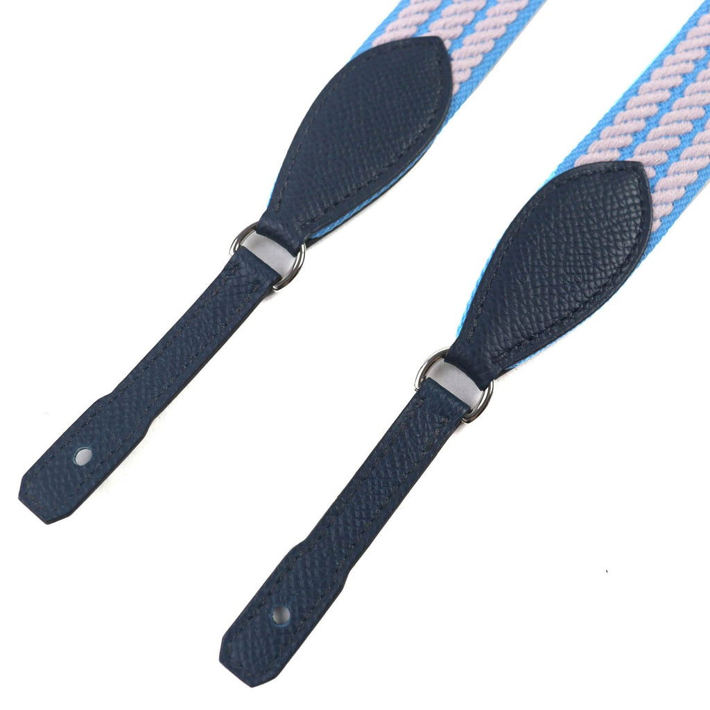 Hermes Kaval to Go 25 Canvas Leather Silver Shoulder Strap Blue Gray Navy — view 3