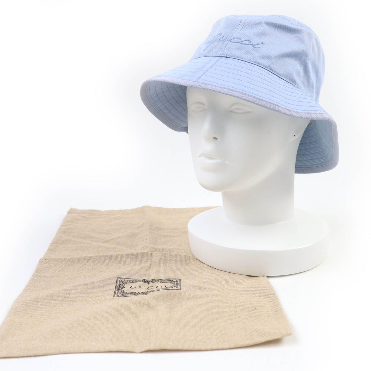 Gucci Logo Embroidery Bucket Hat Light Blue — view 2